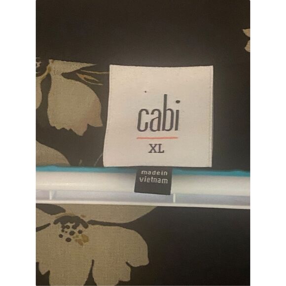 Cabi XL Black Floral Button Front Blouse Women Long Sleeve Collared Top Career - Picture 5 of 5